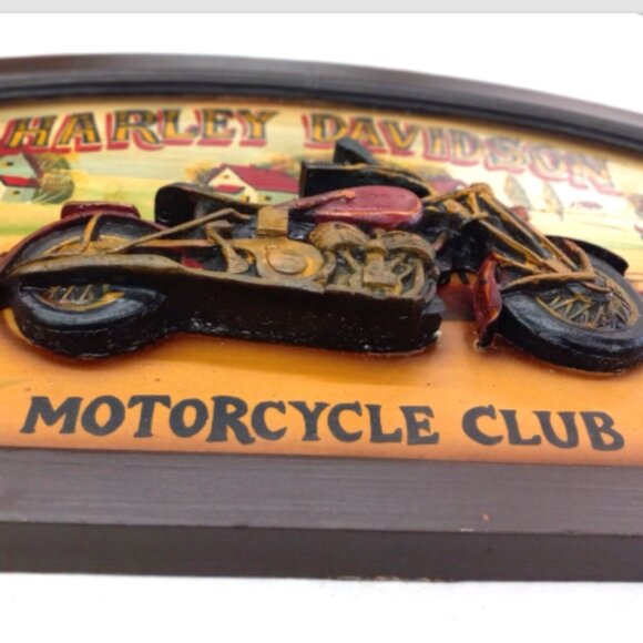 Harley-Davidson "Motorcycle Club" 3D Wooden Wall Plaque/ Hanging Man-cave 24X16 - Picture 4 of 16